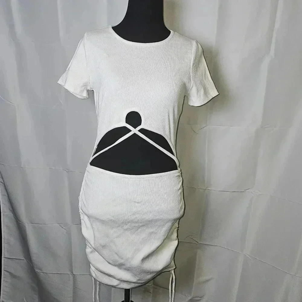 American Threads Rib Cut White Dress SZ M - Picture 2 of 12